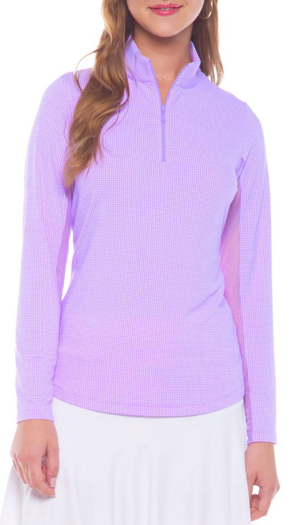 IBKUL Women's Long Sleeve Zip Mock Neck Golf Shirt product image