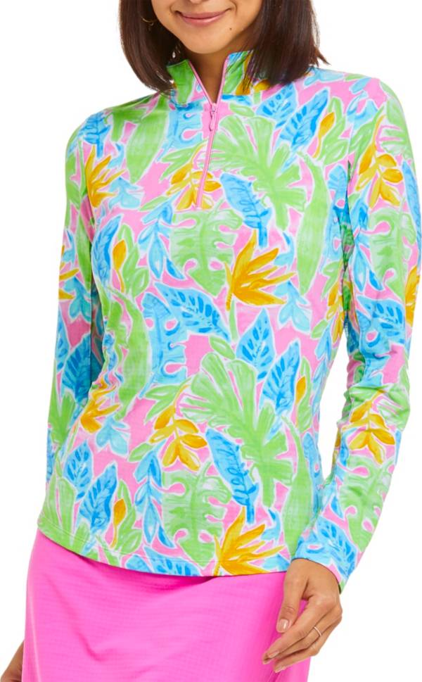 IBKUL Women's Hearts Mock Neck Long Sleeve Shirt