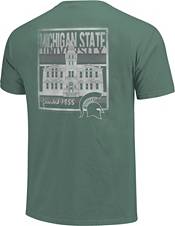 Image One Men's Michigan State Spartans Green Campus Buildings T-Shirt product image