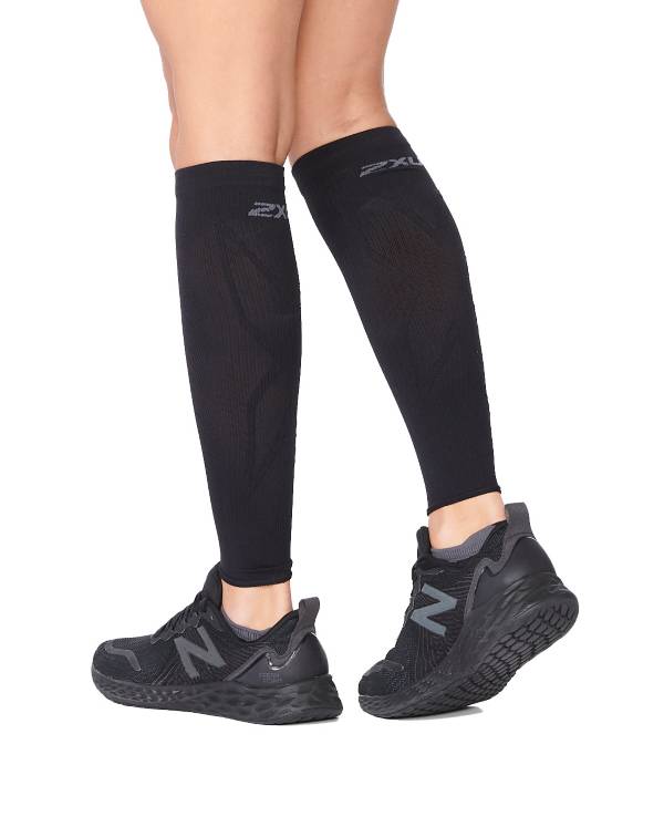 2XU Compression Calf Sleeves XL with Stirrups Guards Black Unisex LKRM X-Large 