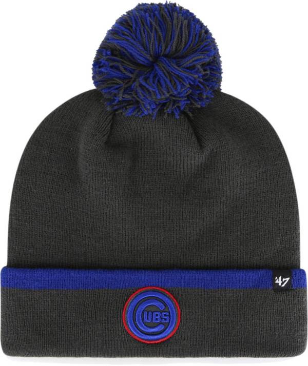 ‘47 Men's Chicago Cubs Grey Bar Cuffed Knit Pom Hat