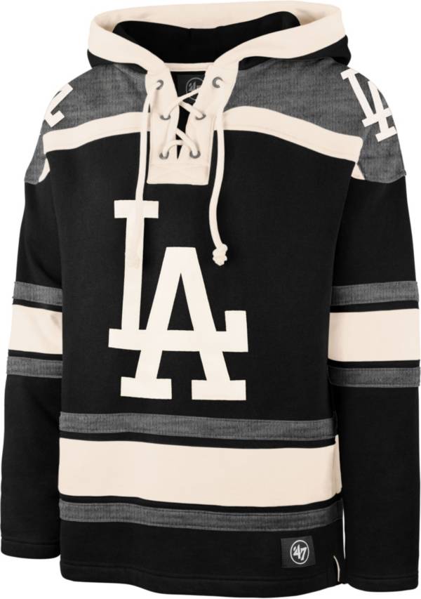 ‘47 Men's Los Angeles Dodgers Black Lacer Pullover Hoodie