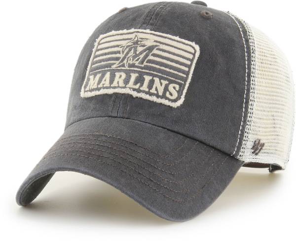 ‘47 Men's Miami Marlins Gray Clean Up Adjustable Hat