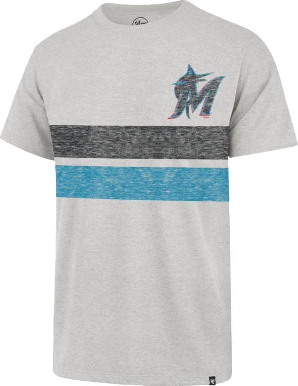 '47 Men's Miami Marlins Gray Bars Franklin T-Shirt