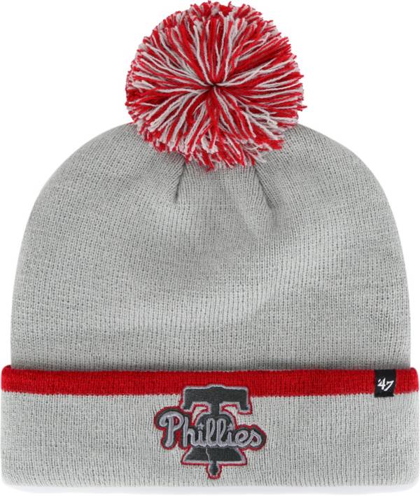 ‘47 Men's Philadelphia Phillies Grey Bar Cuffed Knit Pom Hat