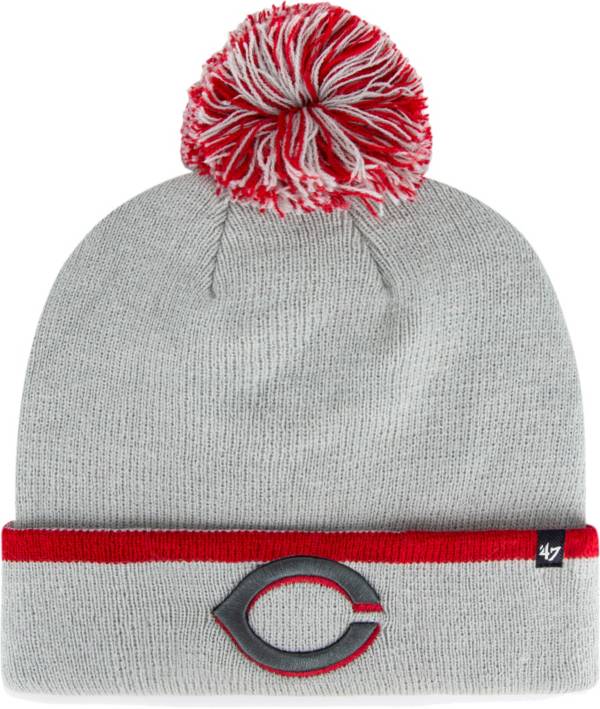 ‘47 Men's Cincinnati Reds Grey Bar Cuffed Knit Pom Hat product image
