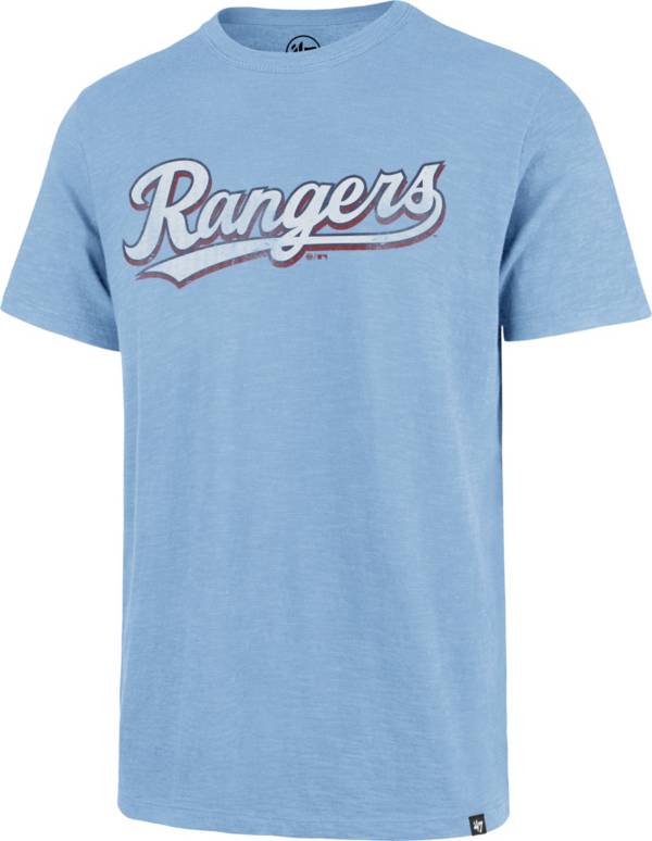 '47 Men's Texas Rangers Navy Wordmark Scrum T-Shirt