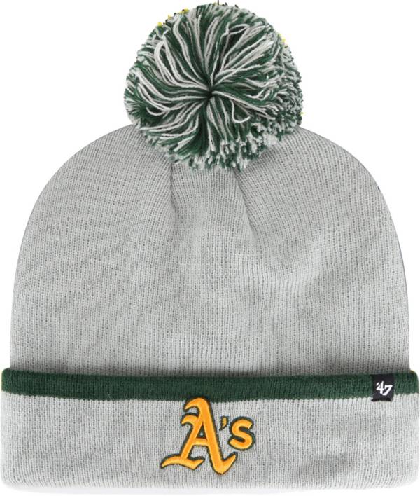 '47 Men's Oakland Athletics Grey Bar Cuffed Knit Pom Hat