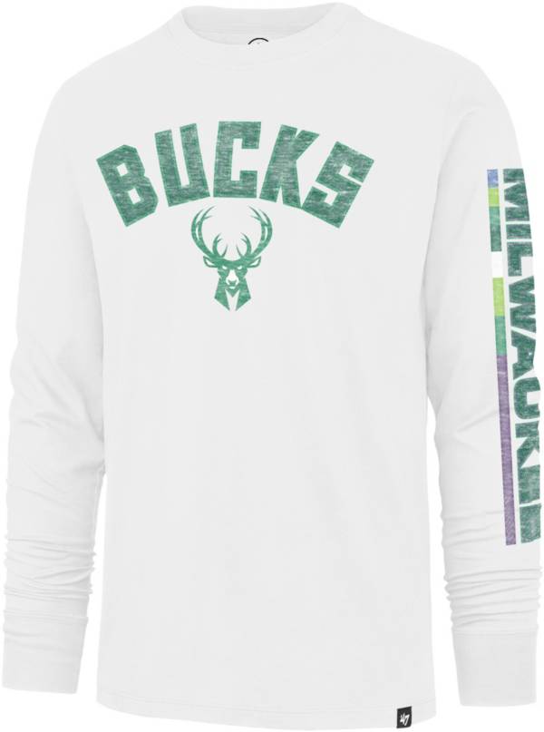 '47 Men's 2021-22 City Edition Milwaukee Bucks White Dime Drop Long Sleeve T-Shirt