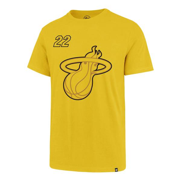 ‘47 Men's 2021 Earned Edition Miami Heat Jimmy Butler Yellow Logo T-Shirt