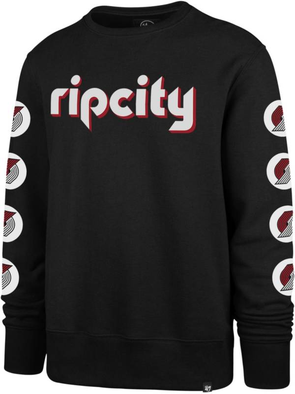 ‘47 Men's 2021-22 City Edition Portland Trail Blazers Black Headline Crewneck Sweatshirt