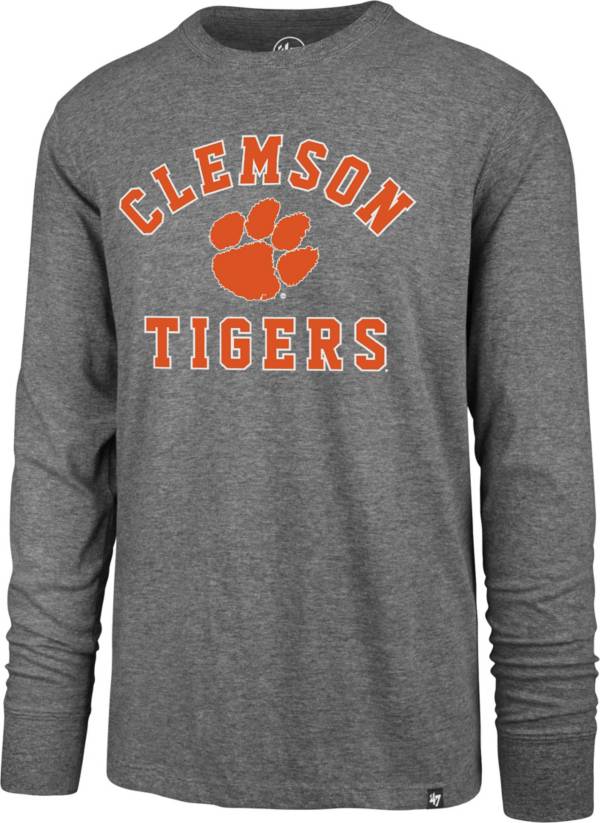 ‘47 Men's Clemson Tigers Grey Super Rival Long Sleeve T-Shirt