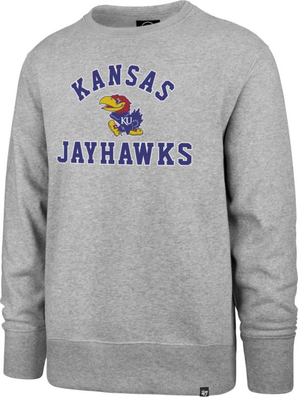 ‘47 Men's Kansas Jayhawks Grey Headline Crew Pullover Sweatshirt