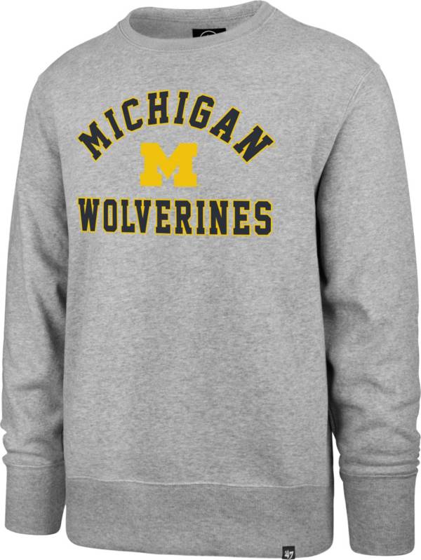 ‘47 Men's Michigan Wolverines Grey Headline Crew Pullover Sweatshirt