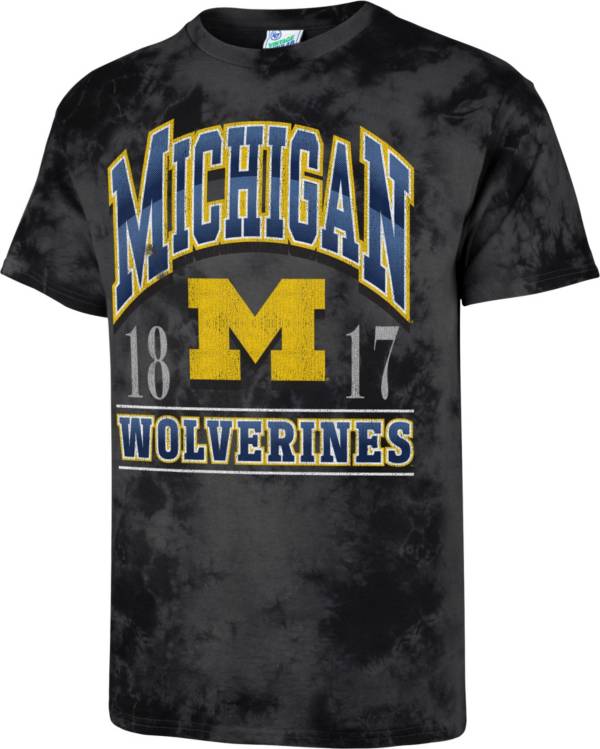 ‘47 Men's Michigan Wolverines Grey Tie-Dye T-Shirt