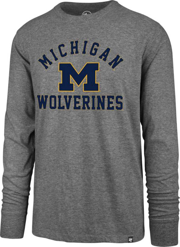 ‘47 Men's Michigan Wolverines Grey Super Rival Long Sleeve T-Shirt