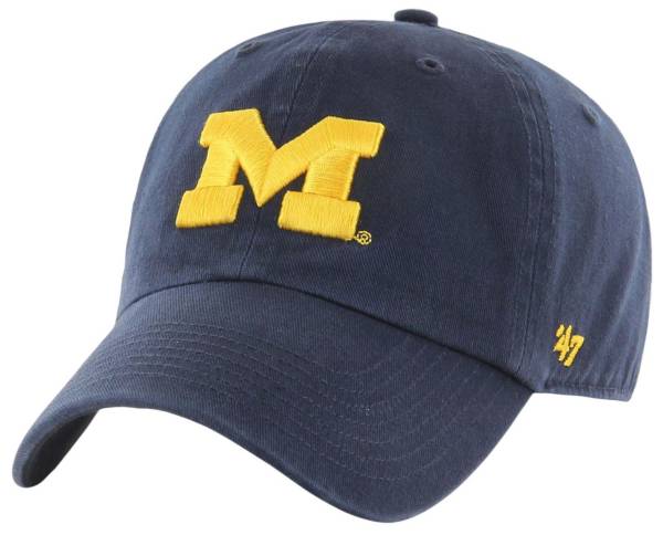 ‘47 Men's Michigan Wolverines Blue Clean Up Adjustable Hat