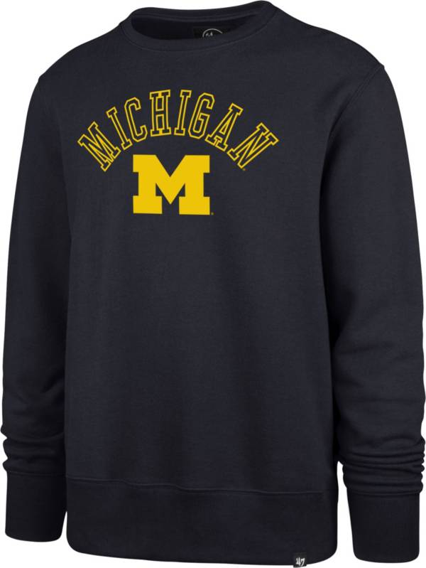 ‘47 Men's Michigan Wolverines Blue Camp Life Crew Pullover Sweatshirt