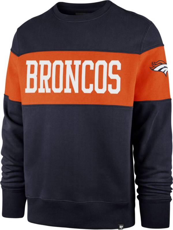 '47 Men's Denver Broncos Navy Interstate Crew Sweatshirt