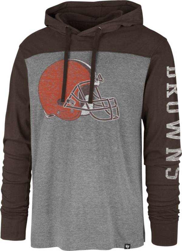 '47 Men's Cleveland Browns Grey Hooded Long Sleeve Shirt