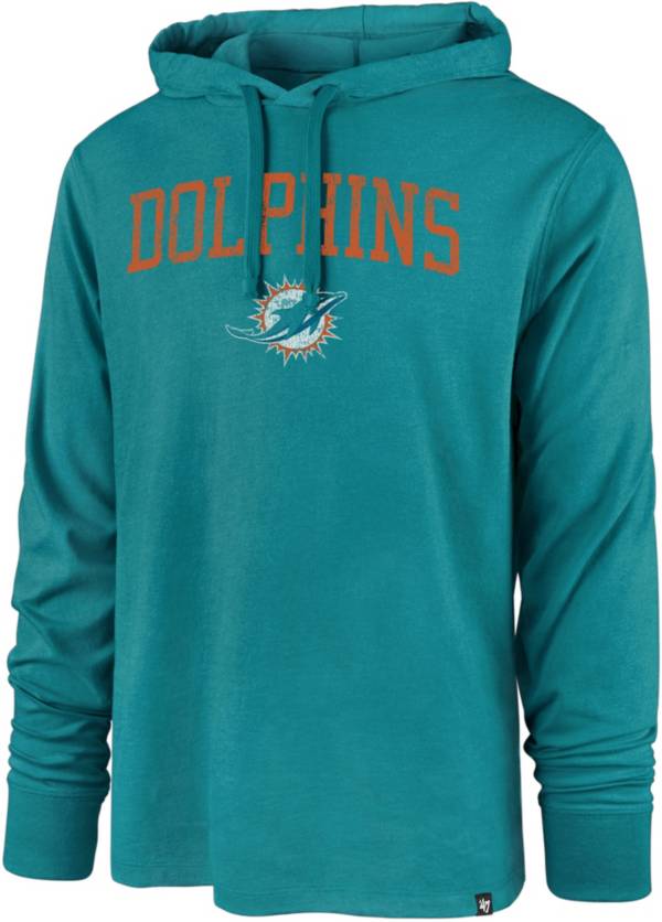 ‘47 Men's Miami Dolphins Club Aqua Hooded Long Sleeve T-Shirt