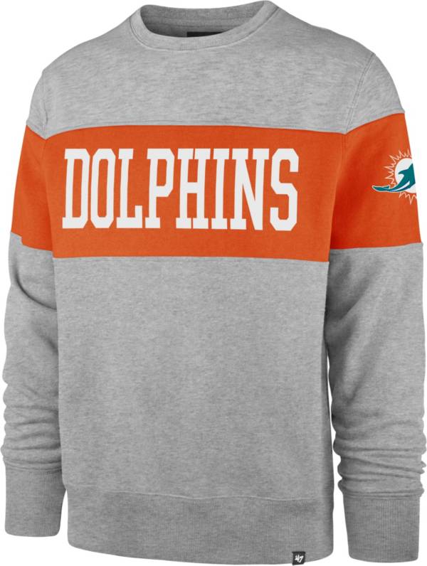 '47 Men's Miami Dolphins Grey Interstate Crew Sweatshirt