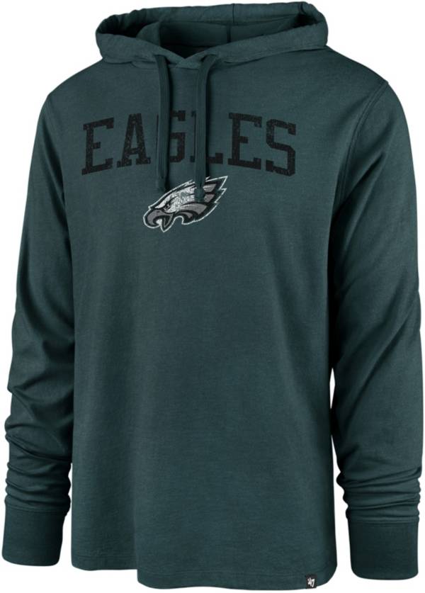 ‘47 Men's Philadelphia Eagles Club Green Hooded Long Sleeve T-Shirt