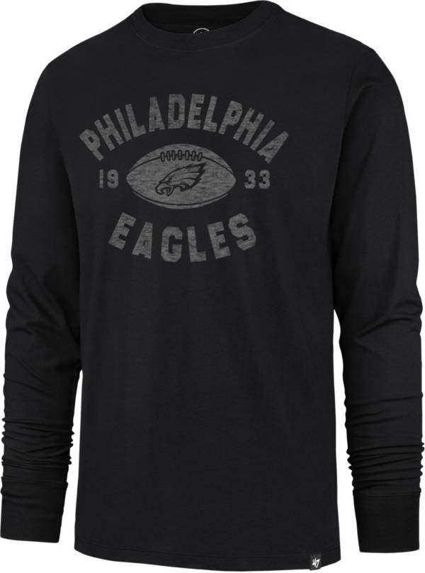 '47 Men's Philadelphia Eagles Overcast Franklin Black Long Sleeve T-Shirt