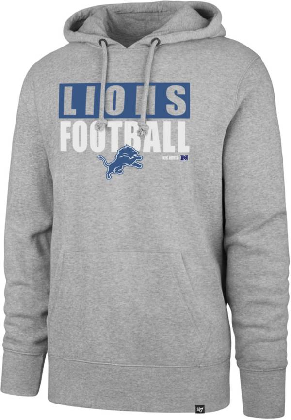 '47 Men's Detroit Lions Blockout Grey Headline Hoodie