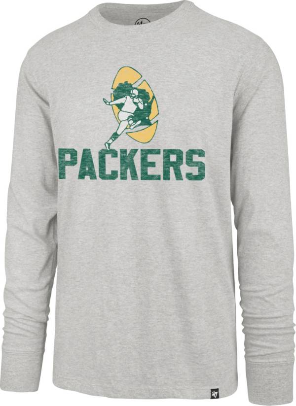 '47 Men's Green Bay Packers Replay Franklin Legacy Grey Long Sleeve T-Shirt