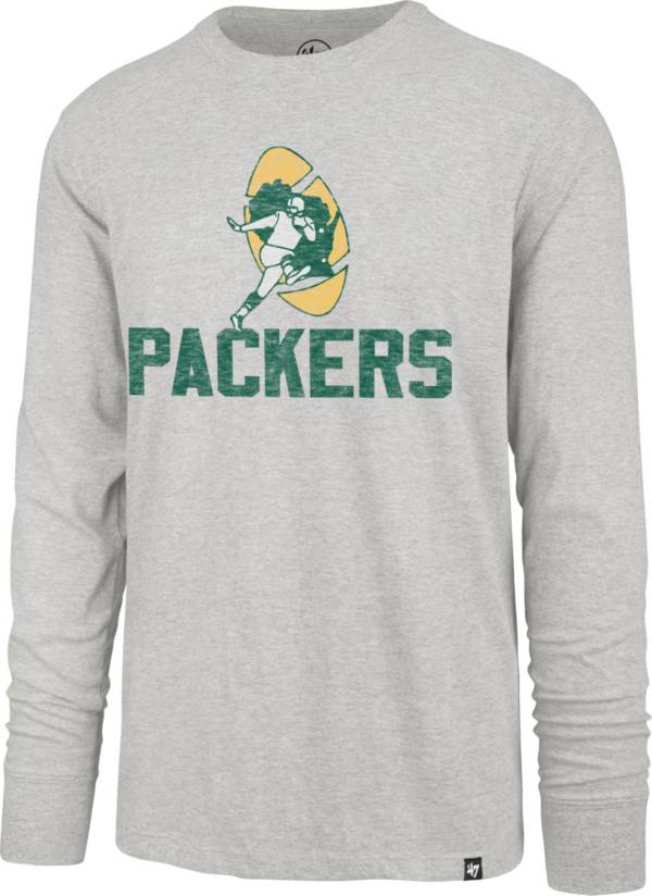 '47 Men's Green Bay Packers Replay Franklin Legacy Grey Long Sleeve T-Shirt product image