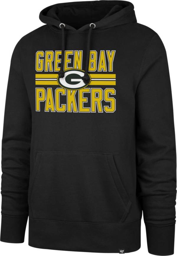 '47 Men's Green Bay Packers Stripe Headline Black Hoodie