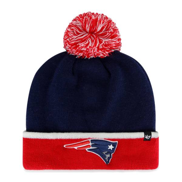 ‘47 Men's New England Patriots Baraka Navy Cuffed Pom Knit