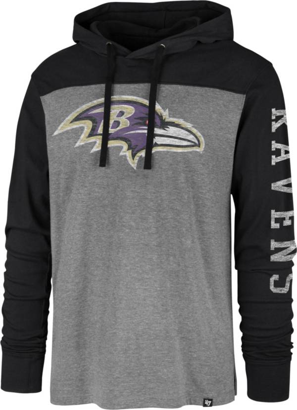 '47 Men's Baltimore Ravens Grey Hooded Long Sleeve Shirt