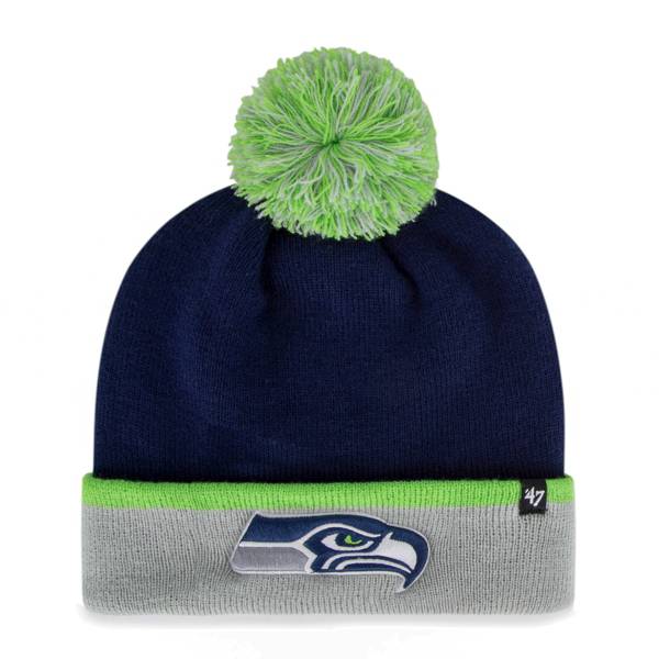 ‘47 Men's Seattle Seahawks Baraka Navy Cuffed Pom Knit