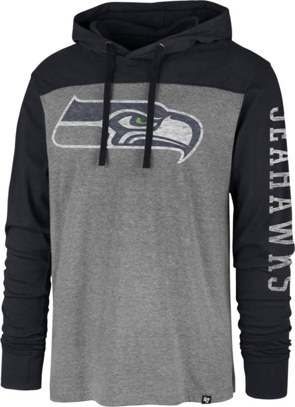 '47 Men's Seattle Seahawks Grey Hooded Long Sleeve Shirt