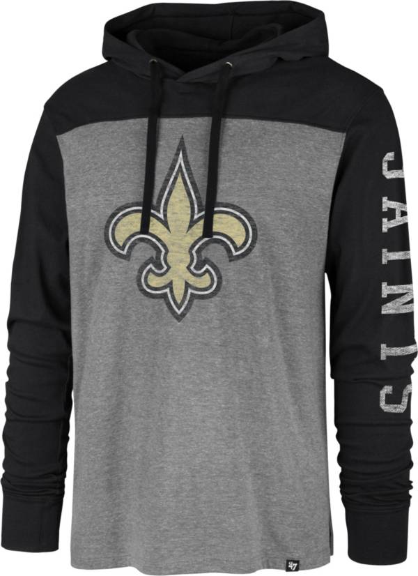 '47 Men's New Orleans Saints Grey Hooded Long Sleeve Shirt