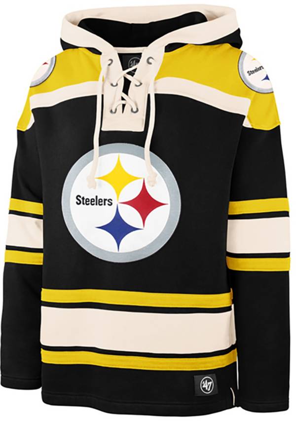 ‘47 Men's Pittsburgh Steelers Lacer Black Hoodie