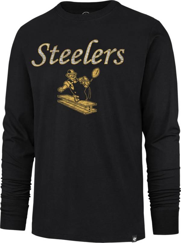 '47 Men's Pittsburgh Steelers Replay Franklin Legacy Black Long Sleeve T-Shirt