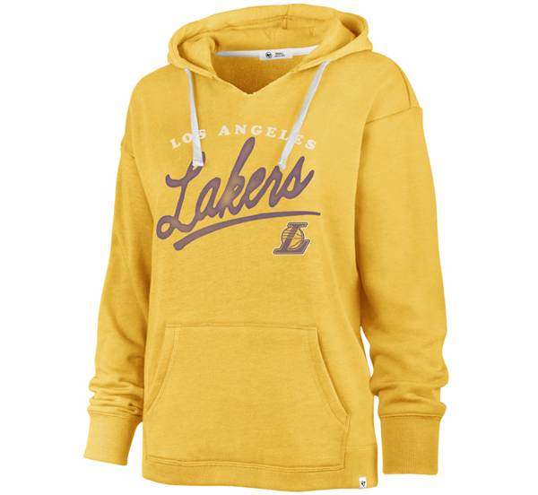 '47 Women's Los Angeles Lakers Yellow Cross Script Hoodie