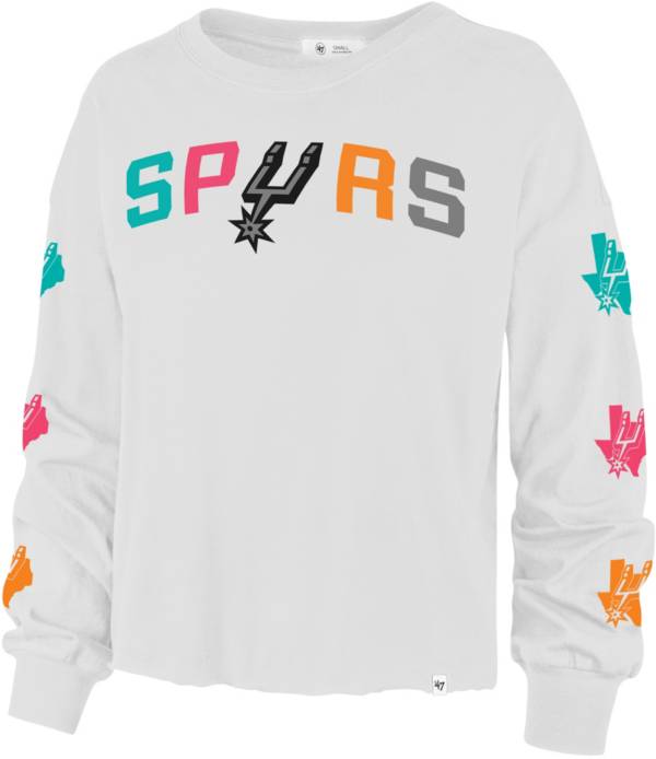 '47 Women's 2021-22 City Edition San Antonio Spurs White Call Up Long Sleeve T-Shirt