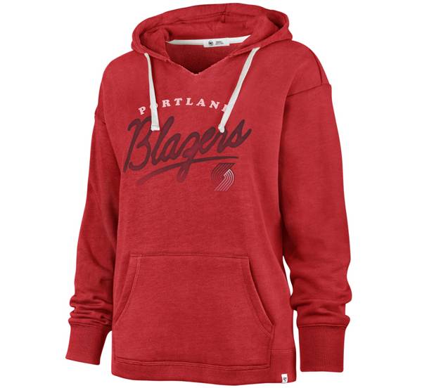 '47 Women's Portland Trail Blazers Red Cross Script Hoodie