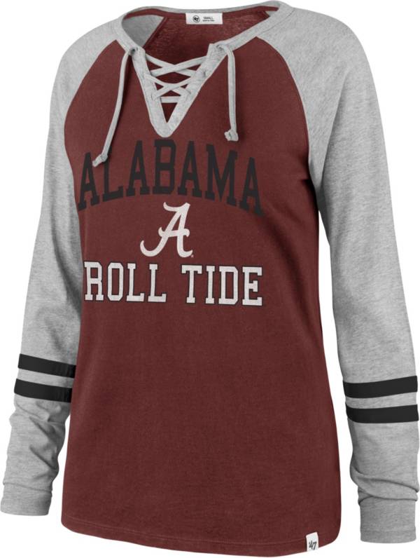 ‘47 Women's Alabama Crimson Tide Crimson Lace-Up Long Sleeve T-Shirt