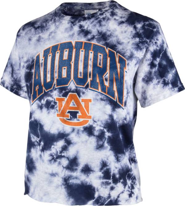 ‘47 Women's Auburn Tigers Blue Cropped Tie-Dye T-Shirt