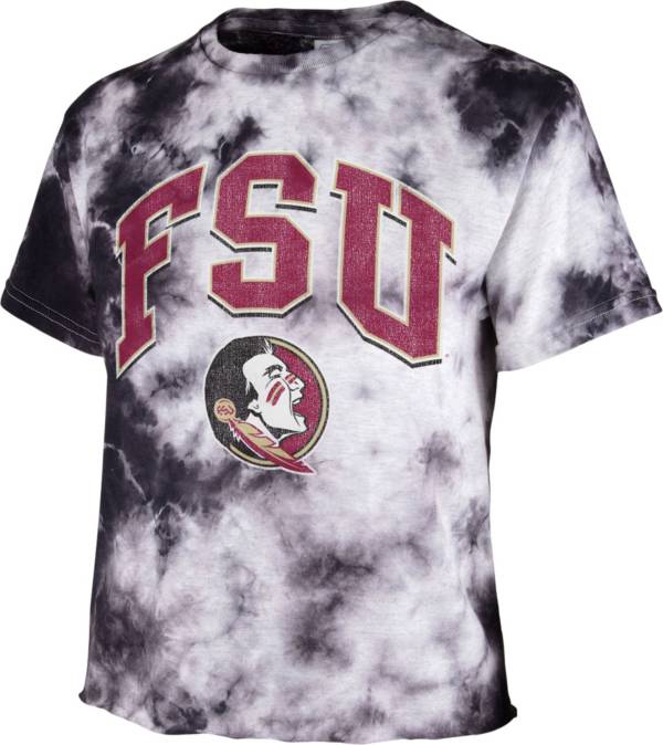 ‘47 Women's Florida State Seminoles Black Cropped Tie-Dye T-Shirt