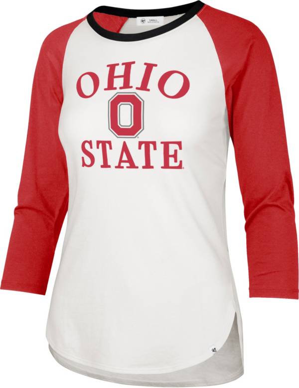 ‘47 Women's Ohio State Buckeyes White Long Sleeve Raglan T-Shirt