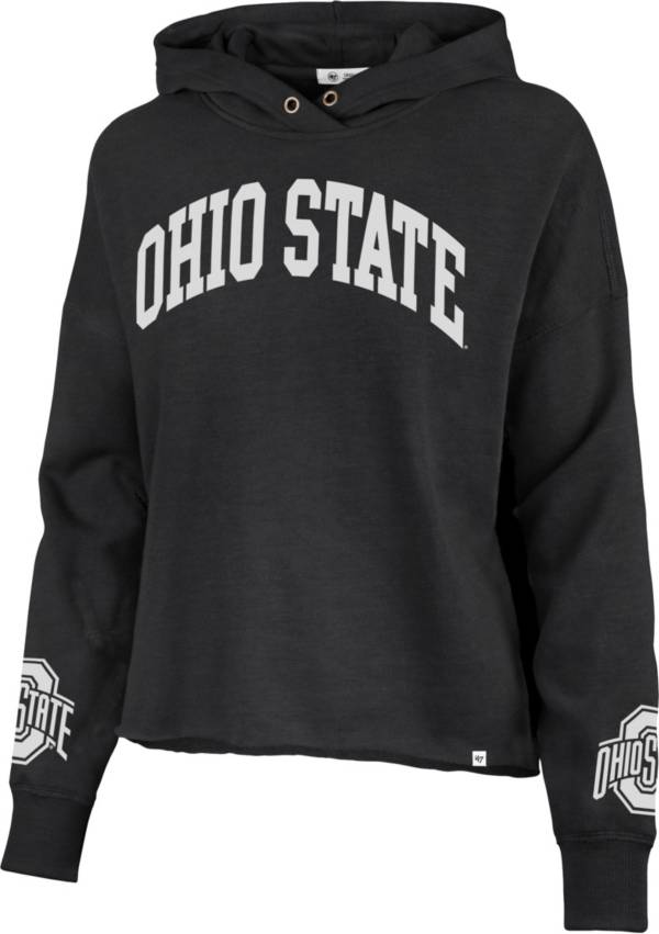 ‘47 Women's Ohio State Buckeyes Black Cropped Pullover Hoodie