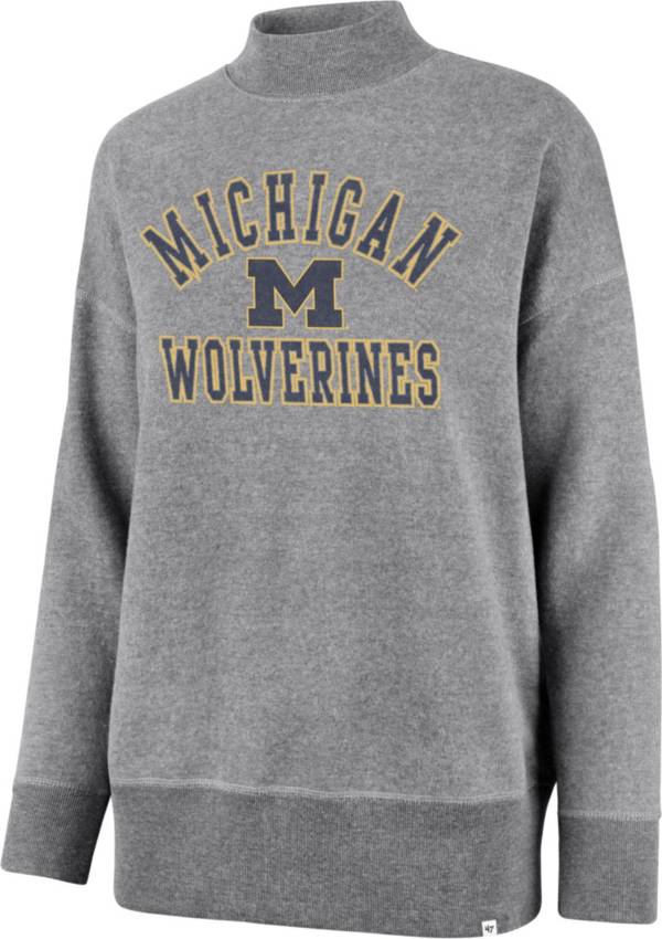 ‘47 Women's Michigan Wolverines Grey Ivy Mock Neck Pullover Sweatshirt