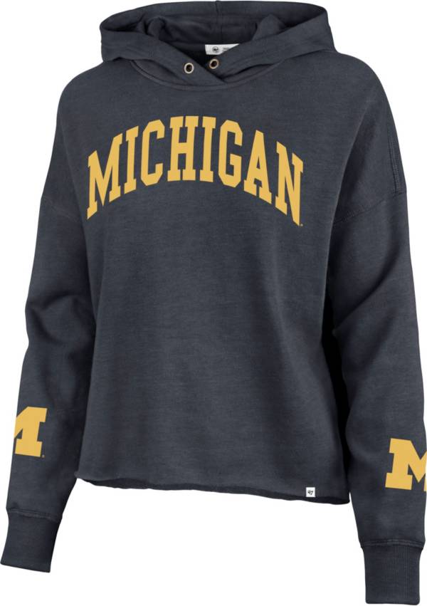 ‘47 Women's Michigan Wolverines Blue Olivia Ivy Cutoff Pullover Hoodie