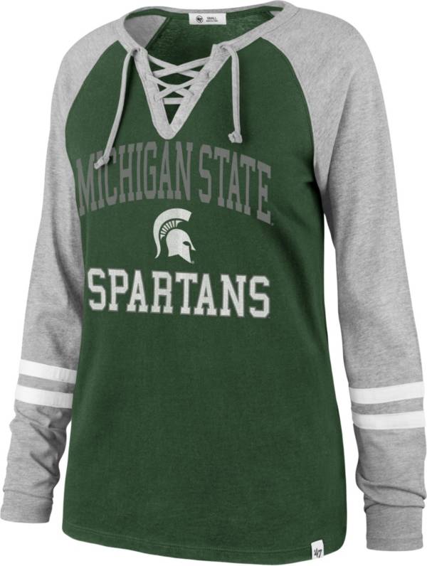 ‘47 Women's Michigan State Green Lace-Up Long Sleeve T-Shirt